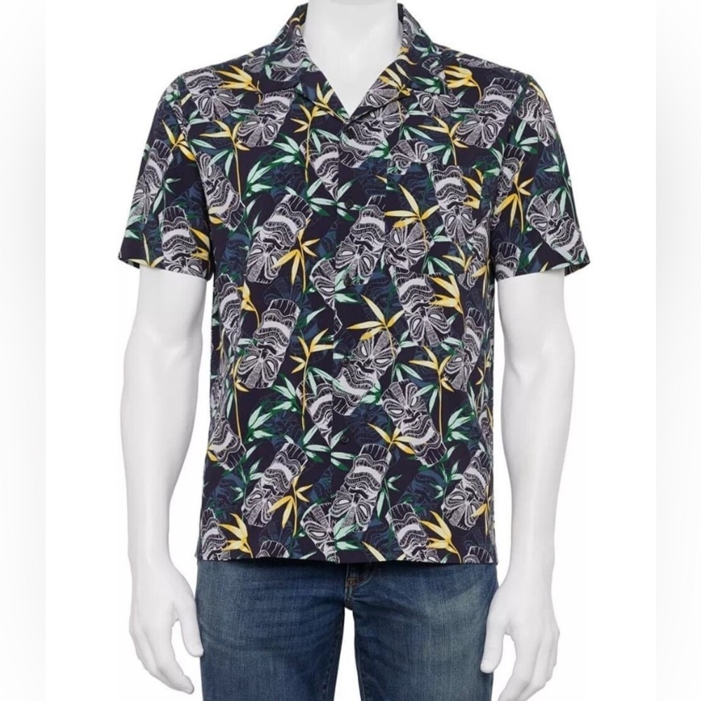 croft barrow Button Down hawaiian Shirt Mens‎ Short sleeve Collared